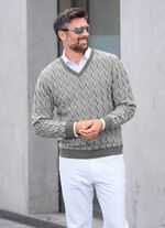 V-Pullover mit markantem Halsausschnitt in 3 Farben HELLGRAU