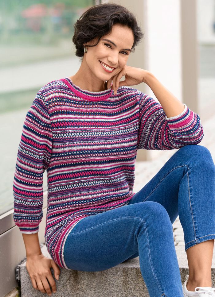 Pullover mit Mustermix im Ringeldessin 