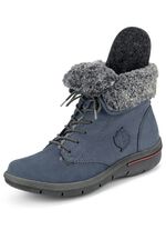 Waldläufer Schnür-Stiefelette mit kuscheligem Webpelzkragen JEANSBLAU
