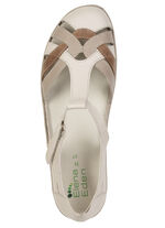 ELENA EDEN, bequeme Damen-Sandalen, Weite H, mit Klettspange BEIGE-BRAUN