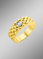 Massiver Herrenring in Bicolor mit Brillant 