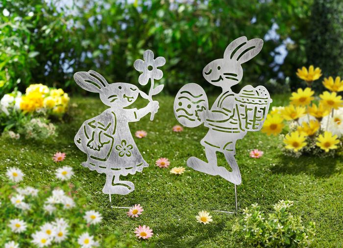 Gartenstecker &laquo;Hasenpaar&raquo;, 2er-Set 