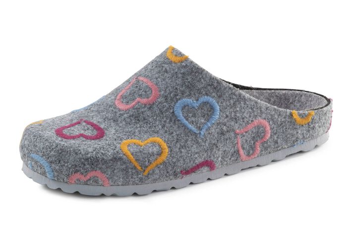 Laurina, klassiche Damen-Hausschuhe, Weite H, mit anatomisch geformtem Fu&szlig;bett GRAU