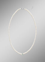 Halskette mit Süsswasser-Zuchtperlen, echt Smaragd und Brillanten 