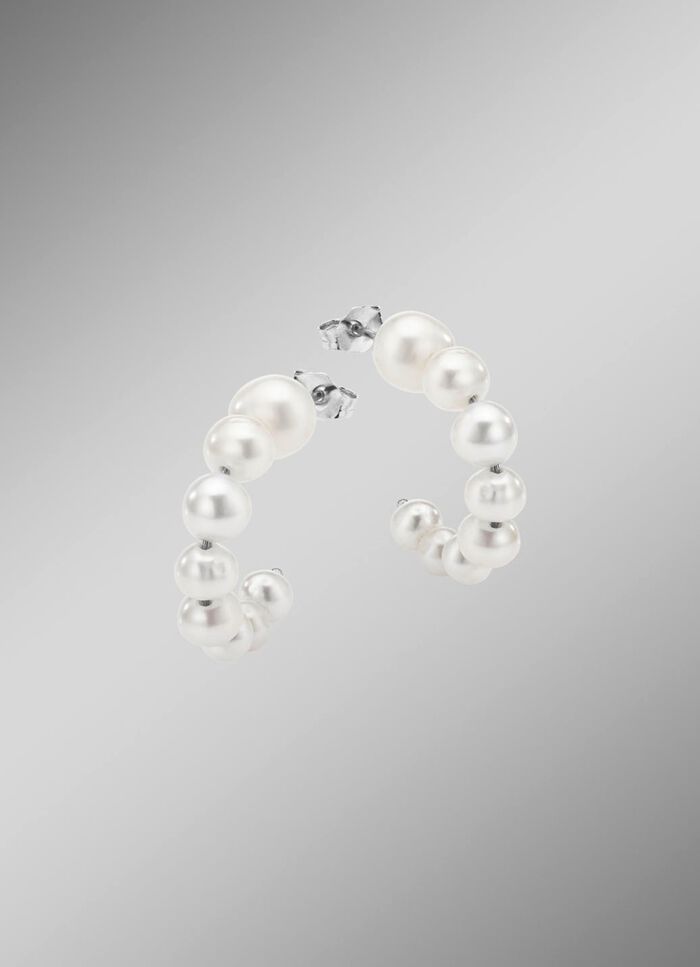 Elegante Creolen mit S&uuml;sswasser-Zuchtperlen 