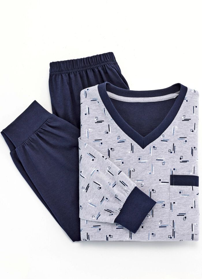 Zweierpack Schlafanz&uuml;ge mit V-Ausschnitt und B&uuml;ndchenabschl&uuml;ssen  