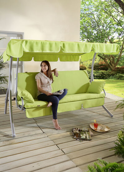 Hollywood-Schaukel mit Gestell aus verzinktem Stahlrohr 