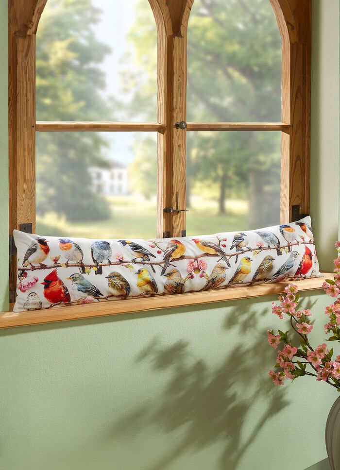 Digital bedruckte Zugluftrolle mit V&ouml;gelchen-Motiv 