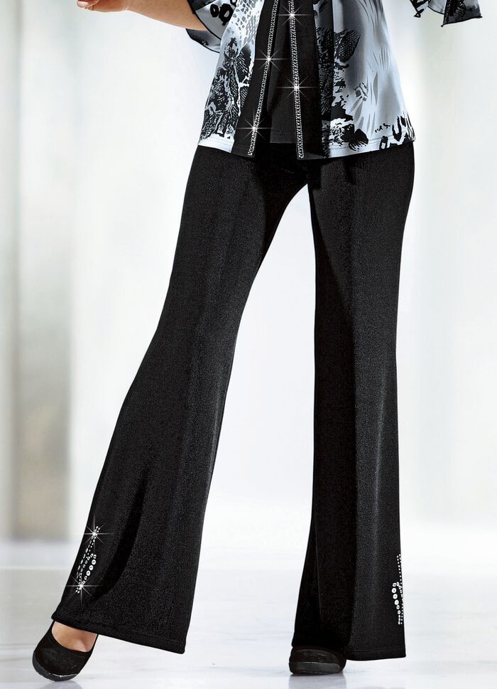Hose mit Metallplättchen-und Strasszier SCHWARZ