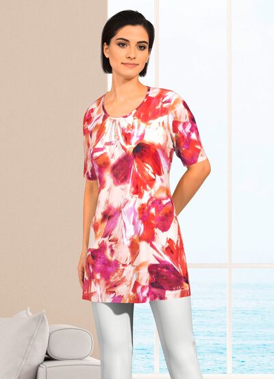 Longshirt mit dezenter Kr&auml;uselung im Vorderteil 