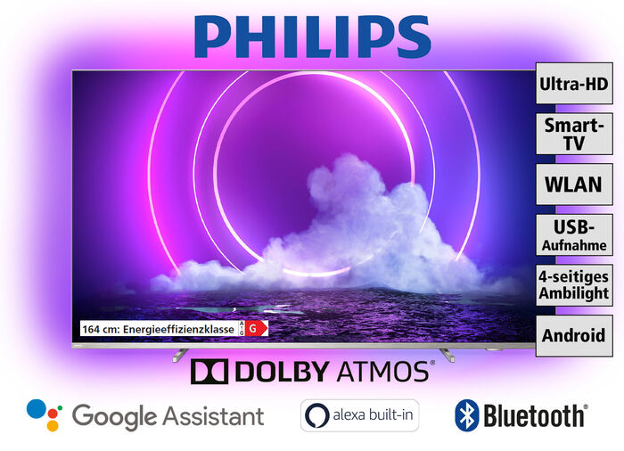 Philips 4K-Ultra-HD-Ambilight-LED-Fernseher, kompatibel mit DTS Play-Fi, 