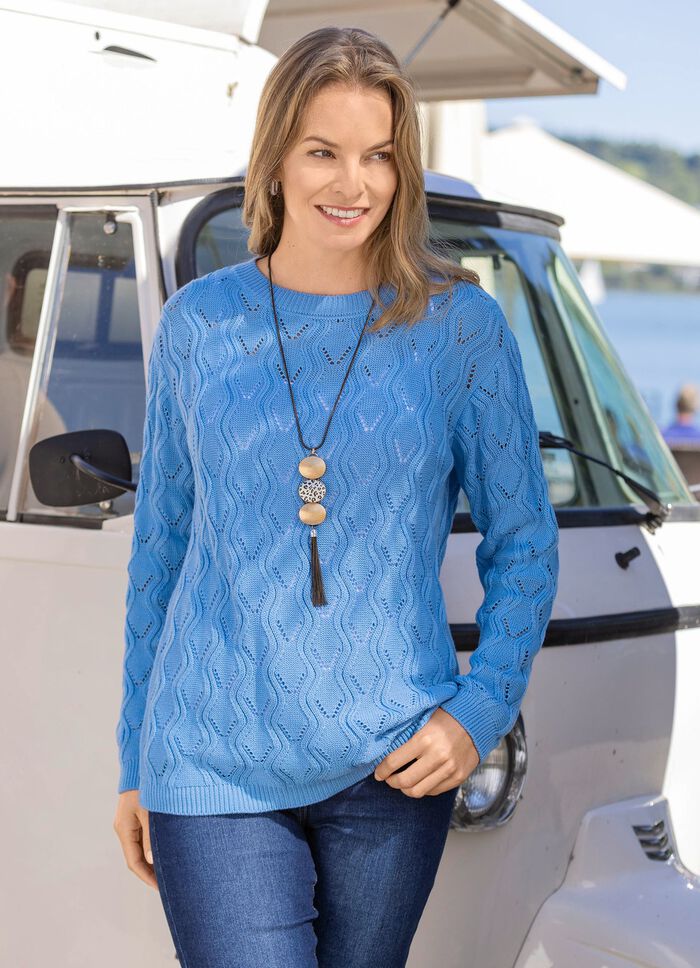 Pullover mit streckendem Wellendessin 