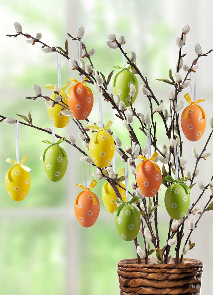 Ostereier mit frühlingshaftem Motiv, 12er-Set, 