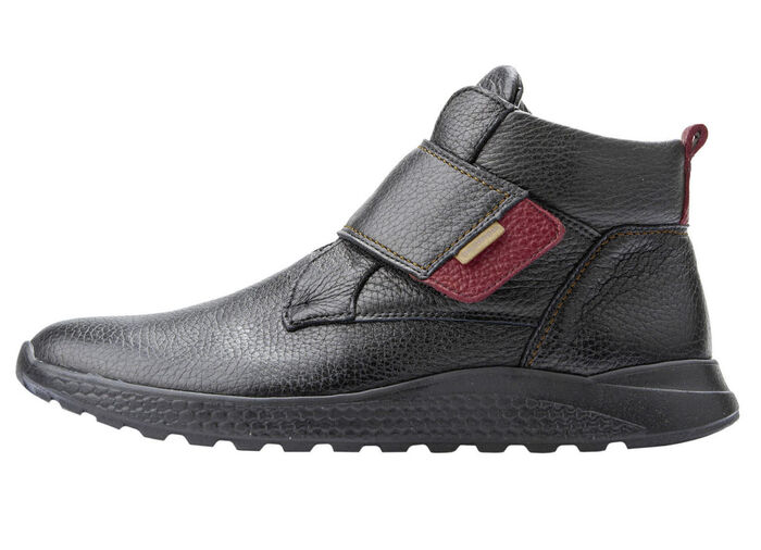 Waldläufer, bequeme Damen-Stiefeletten, Weite H, mit herausnehmbarem Fussbett SCHWARZ-ROT