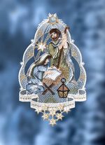 Fensterbild Krippe aus echter Plauener Spitze 