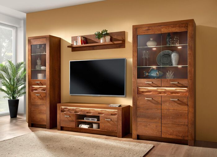 Wohnzimmermöbelprogramm mit LED-Beleuchtung ESCHE HELL