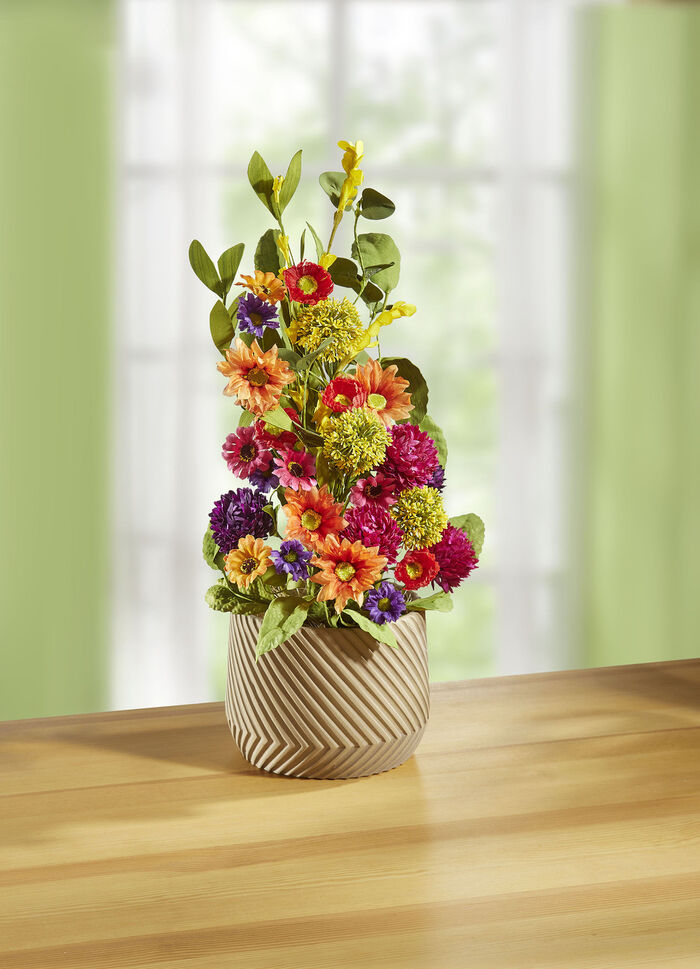Blumen-Arrangement in Topf aus Keramik 