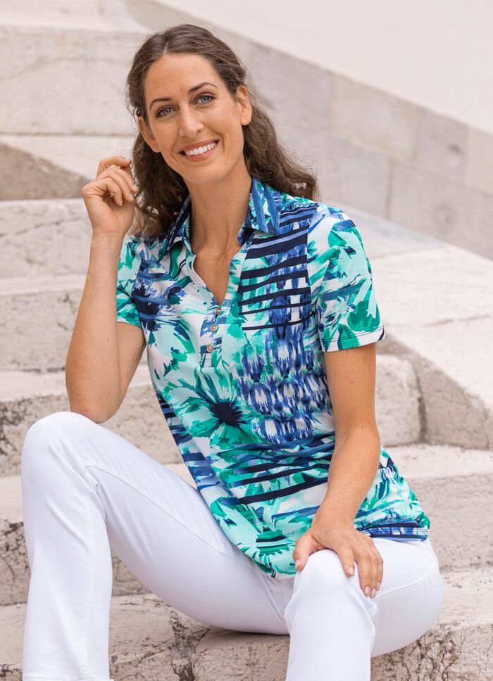 Poloshirt mit V-Ausschnitt 