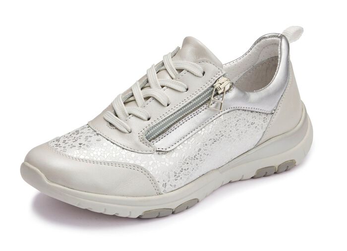 ELENA EDEN Sneaker mit Schn&uuml;rung WEISS-SILBER