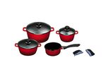 "KING" 9-teiliges Aluguss-Kochtopf-Set mit FUSION® keramischer Antihaftbeschichtung ROT