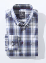 Hemd von «King's Road» mit Button-Down-Kragen in 3 Farben DUNKELLILA-ECRU KARIERT