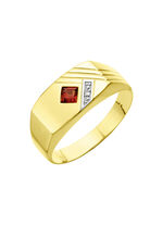 Glänzender Herrenring mit echt Granat und Diamant 