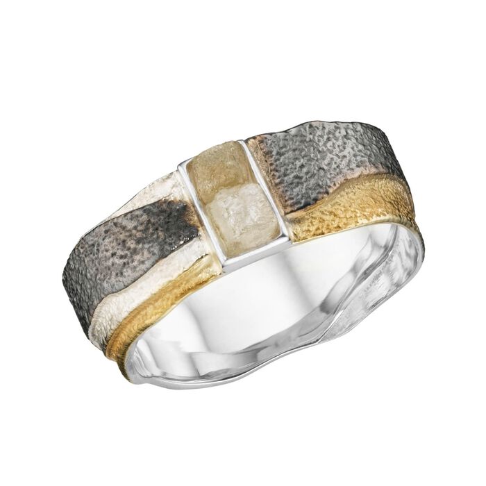 Damenring mit 2 Roh-Diamanten 