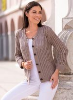 Strickjacke in Netzoptik TAUPE