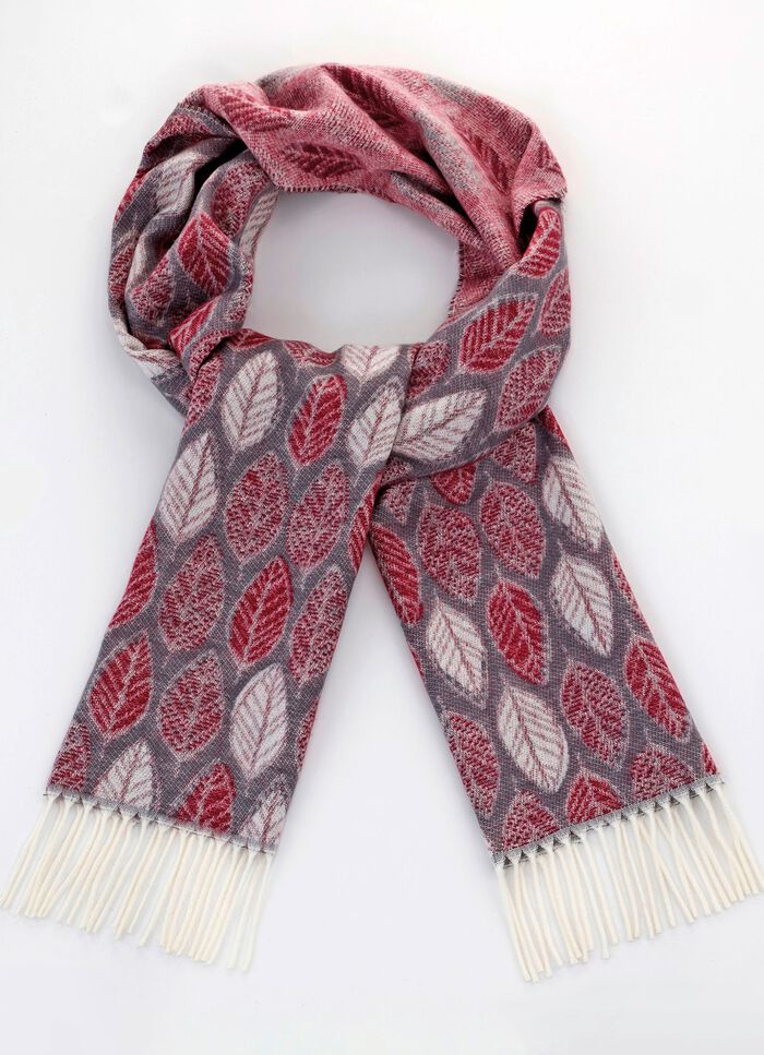 Schal mit Bl&auml;tterdessin 